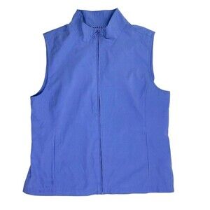 EP Pro Golf Wind Vest Full Zip Cornflower Blue Gingham Lined Preppy Pockets S